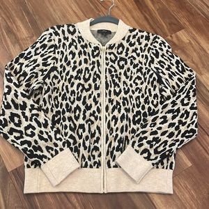 J. Crew size large leopard print zip up sweater